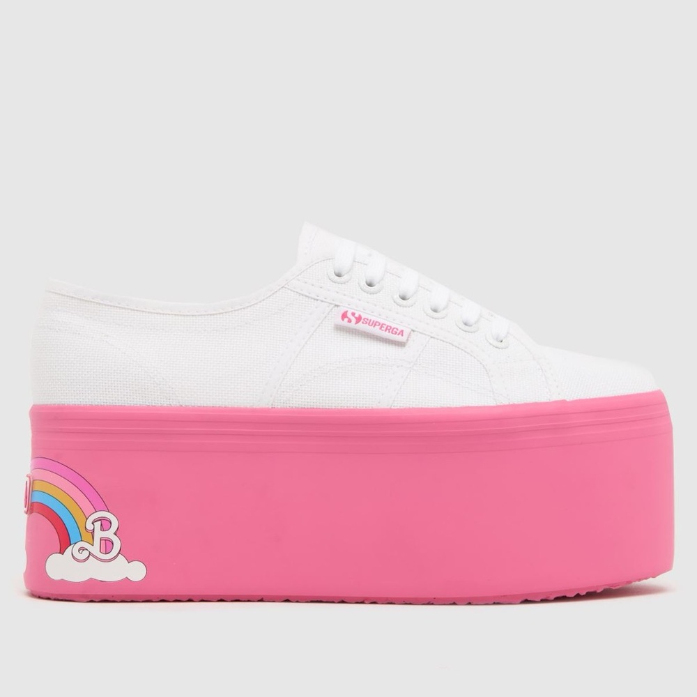 Superga x Barbie - limited edition - Women's White and Pink Platform Sneakers